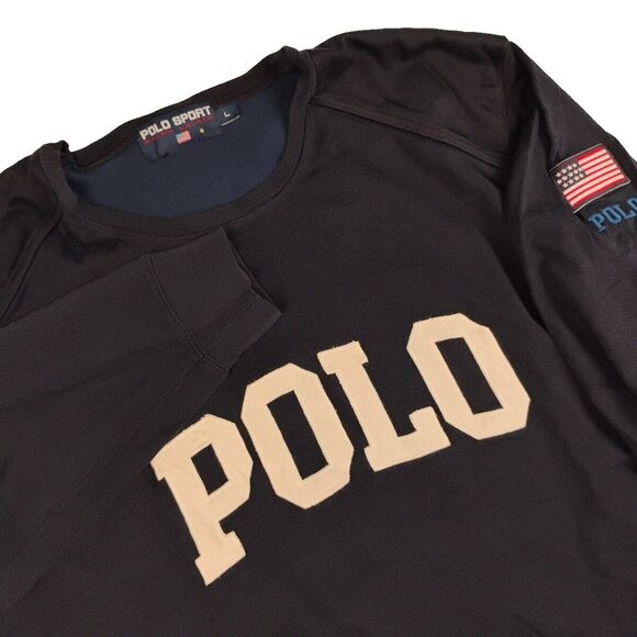 VTG Polo Sport Ralph Lauren Padded Rugby Spell-Out Shirt Mens Large 80s 90s - Picture 1 of 7